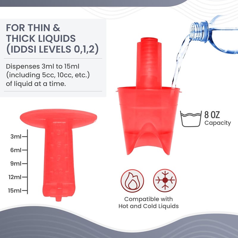 RJE Dysphagia Regulating Drinking Cup for Difficulty Swallowing Disorders - Controlled Sips Adult Size (8oz) Cup Prevents Aspiration - 2 Handles for Secure Grip - Adjustable 3-15cc, Made in Canada - Image 4